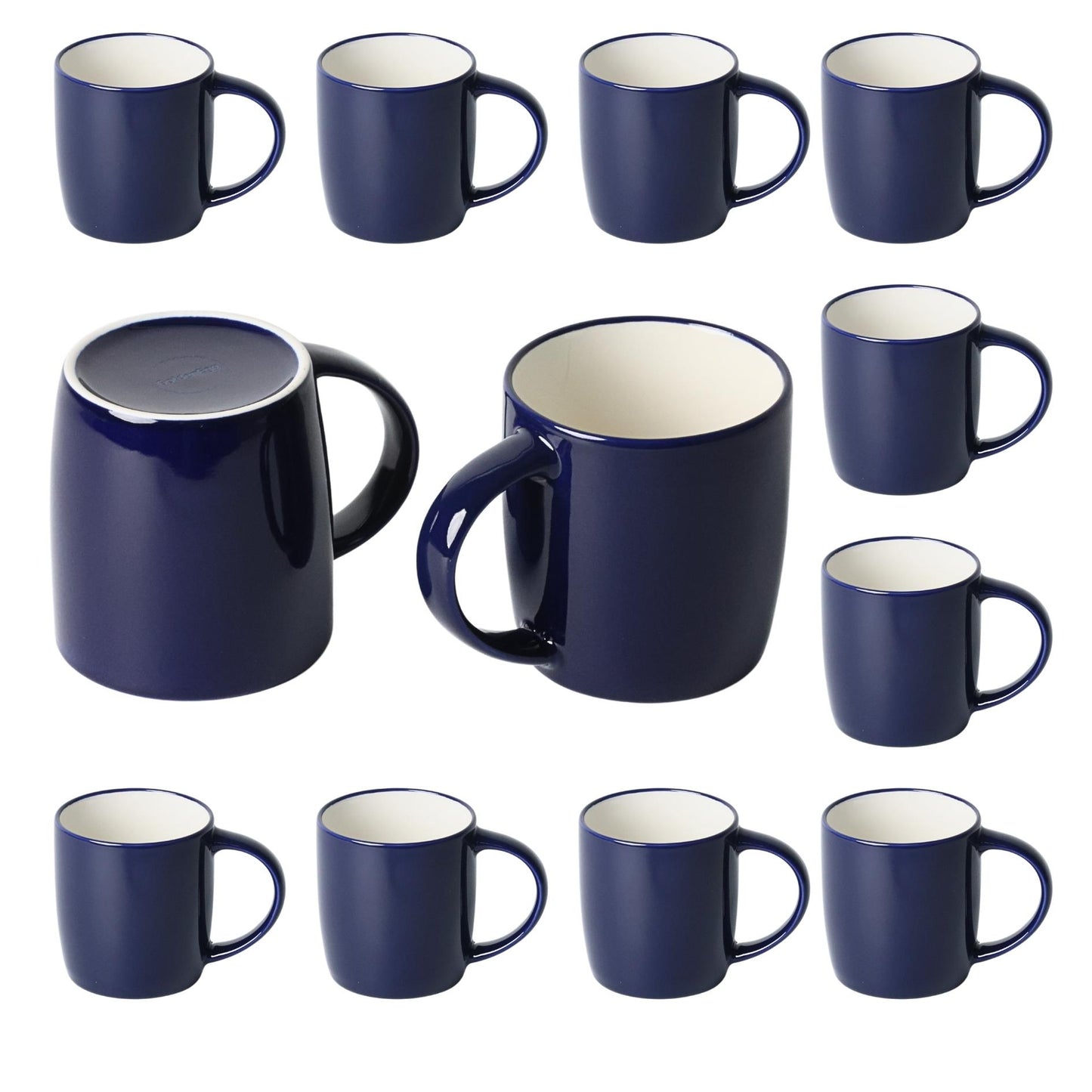 Set of 12 Black Ceramic Coffee Mugs – 12oz Dishwasher & Microwave Safe