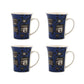 Set of 4 Ceramic Espresso Mugs – 8oz Multicolor Coffee Bean Print Cups