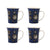 Set of 4 Ceramic Espresso Mugs – 8oz Multicolor Coffee Bean Print Cups