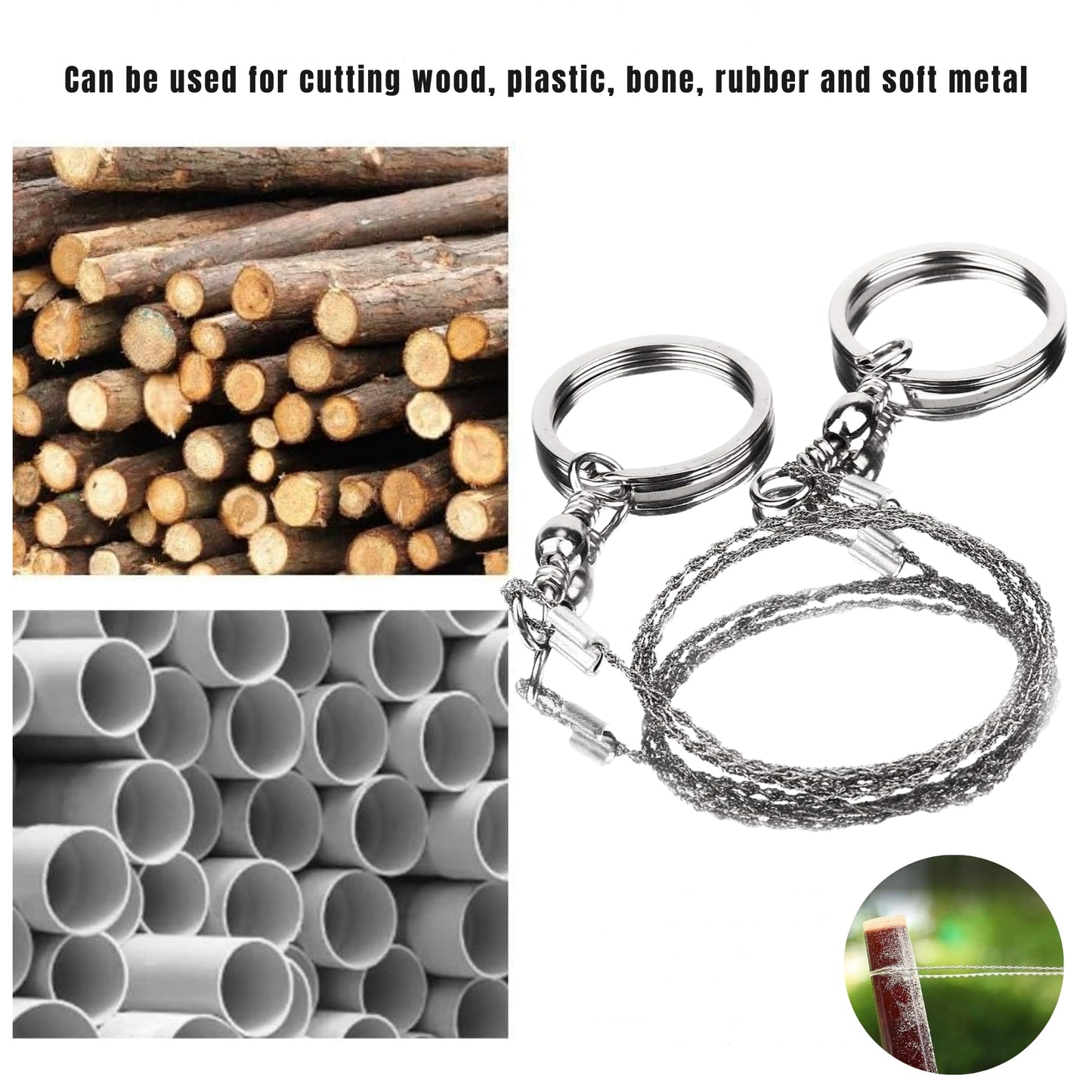 Pocket Spiral Wire Saw 22" Stainless Steel Camping Saw