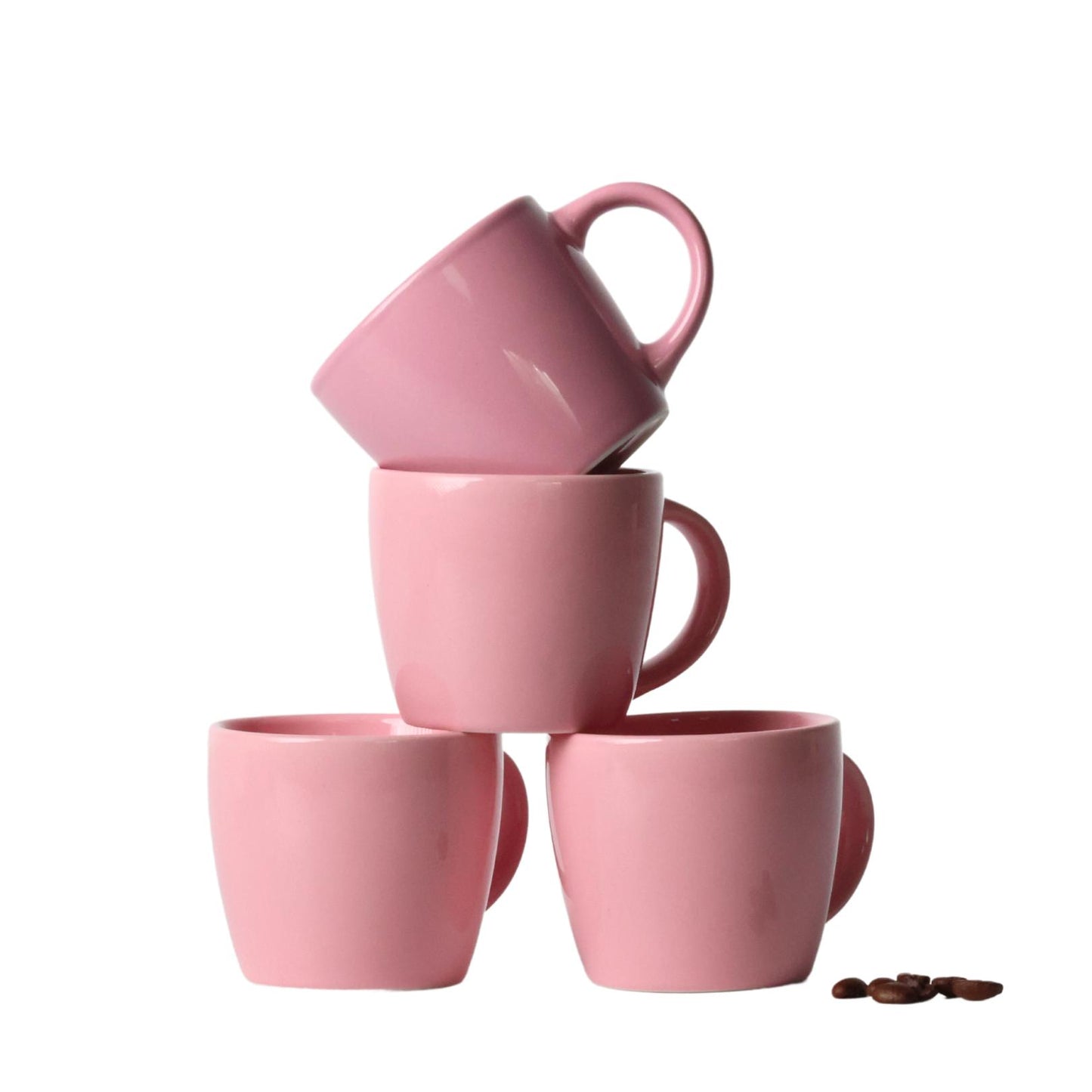Set of 4 Mini Porcelain Espresso Cups – 3oz Pink Demitasse Coffee Mugs