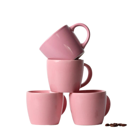 Set of 4 Mini Porcelain Espresso Cups – 3oz Pink Demitasse Coffee Mugs