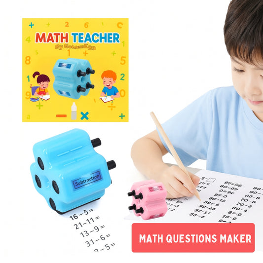 Math Teacher 4-in-1 Math Roller Stamp – Addition, Subtraction, Multiplication & Fill-in-the-Blank Practice Tool | Educational Math Stamp Stationery