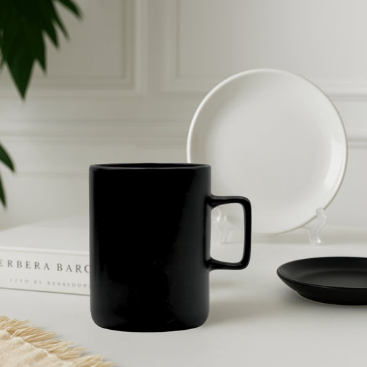 Black Ceramic Mugs Set of 6