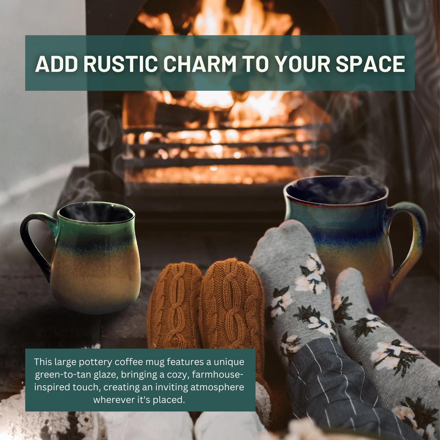 Large 24oz Ceramic Coffee Mug – Big Handle Pottery Cup for Home & Office