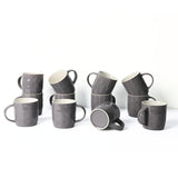 Set of 12 Ceramic Coffee Mugs – 12oz Grey Cups for Home & Office