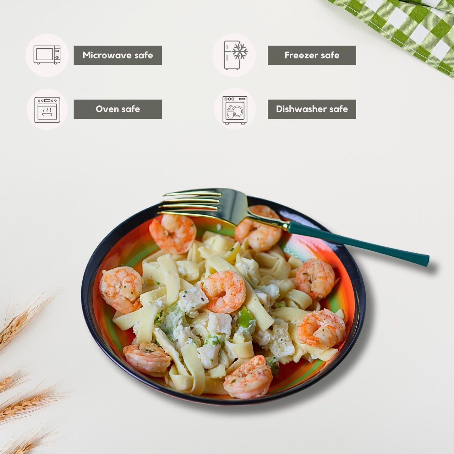 Set of 8 Rainbow Ceramic Dinner Plates – 8in Mexican-Inspired Tableware