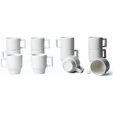 Set of 12 White Porcelain Espresso Cups – 3oz Stackable Coffee Mugs