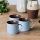 Set of 6 Blue Ceramic Coffee Mugs – 12oz Curved Lip Cappuccino Cups