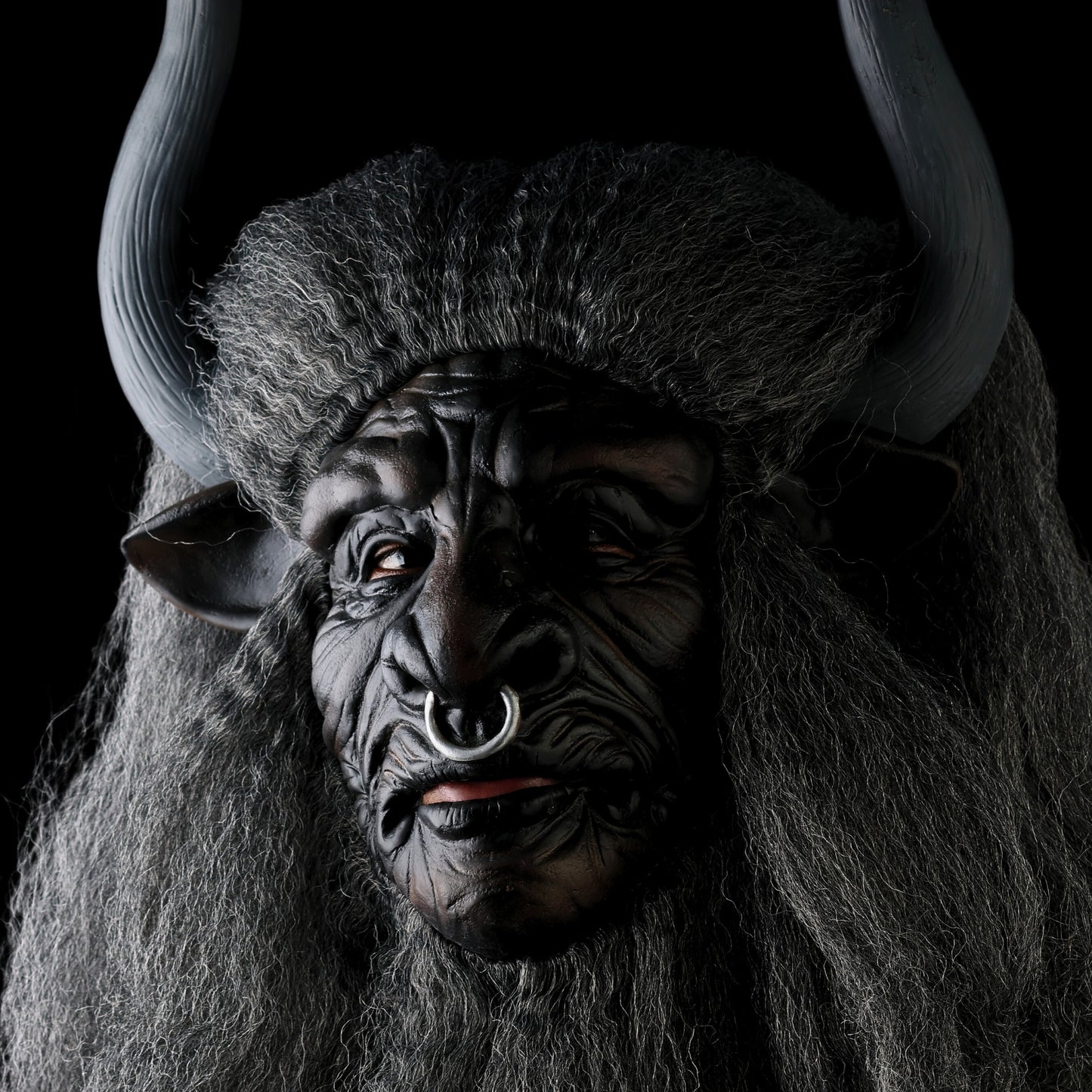 Realistic Beast Demon Halloween Mask – Latex Horror Mask with Horns & Beard for Scary Cosplay