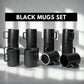 Black Ceramic Mugs Set of 6