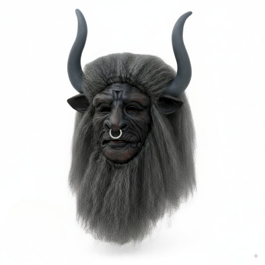 Realistic Beast Demon Halloween Mask – Latex Horror Mask with Horns & Beard for Scary Cosplay