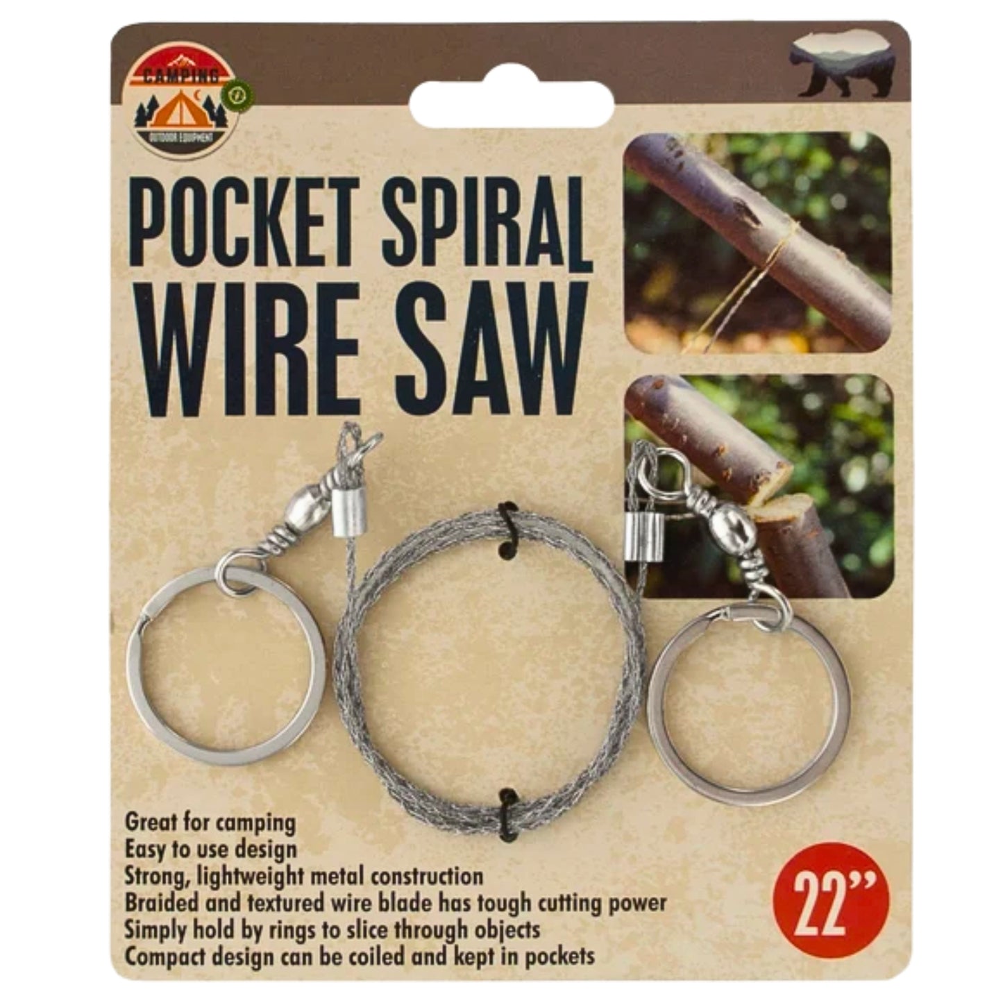 Pocket Spiral Wire Saw 22" Stainless Steel Camping Saw