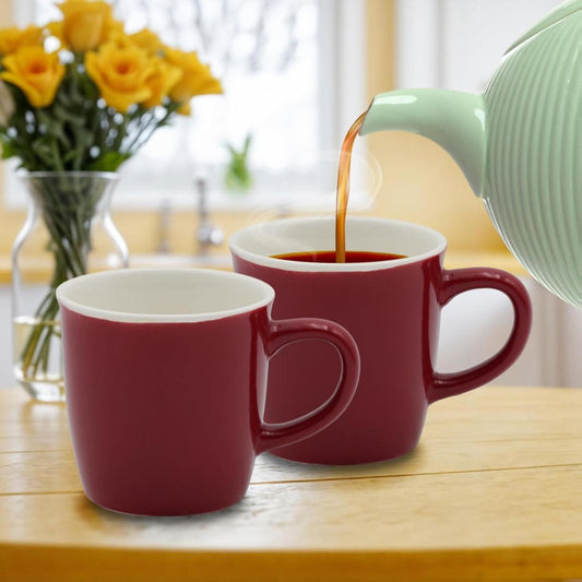 Set of 12 Red Ceramic Mugs – 8oz Durable Porcelain Coffee Cups