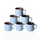 Ceramic Coffee Mugs Set of 6 – 12oz Durable Cups with Sky Blue Interior