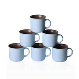 Ceramic Coffee Mugs Set of 6 – 12oz Durable Cups with Sky Blue Interior