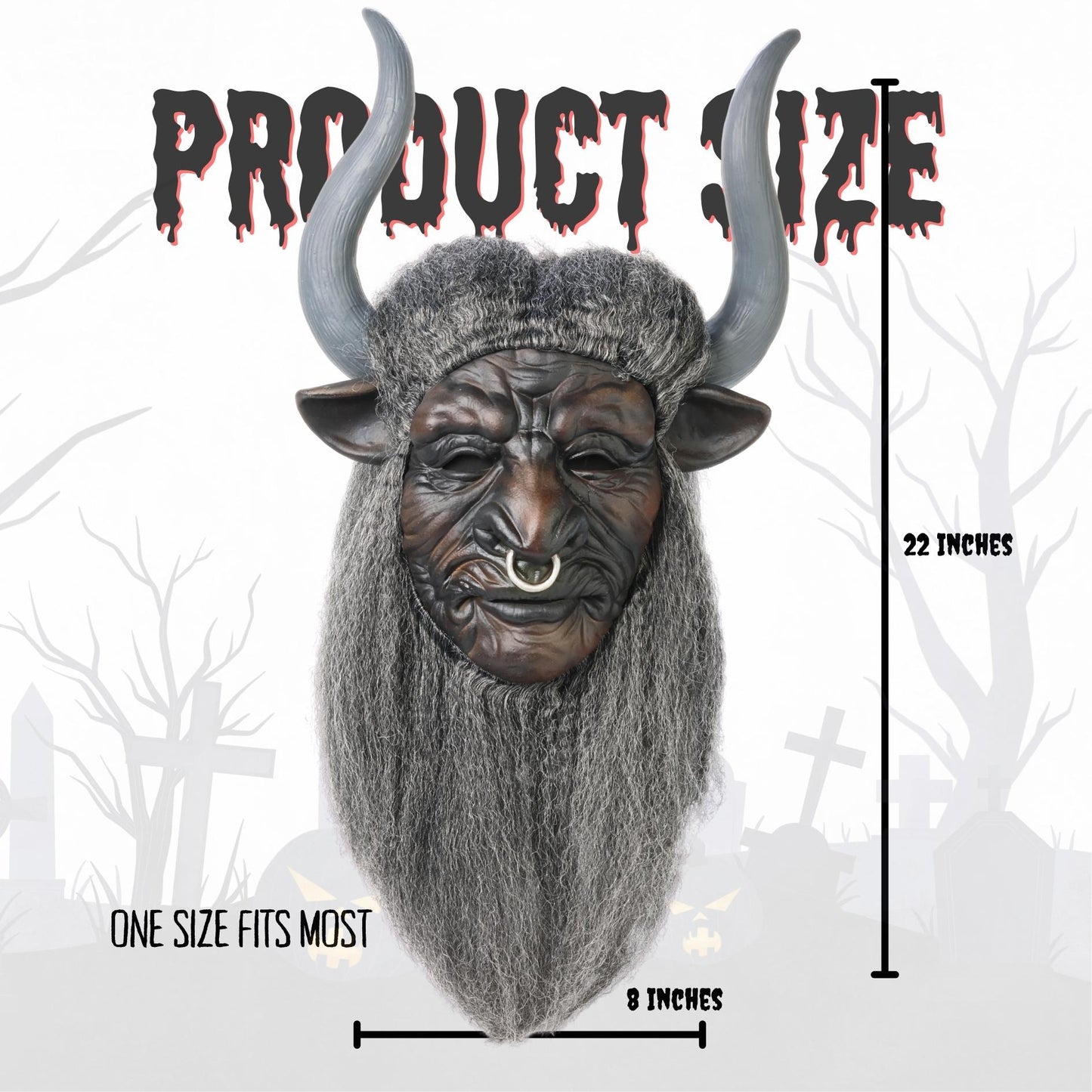 Realistic Beast Demon Halloween Mask – Latex Horror Mask with Horns & Beard for Scary Cosplay