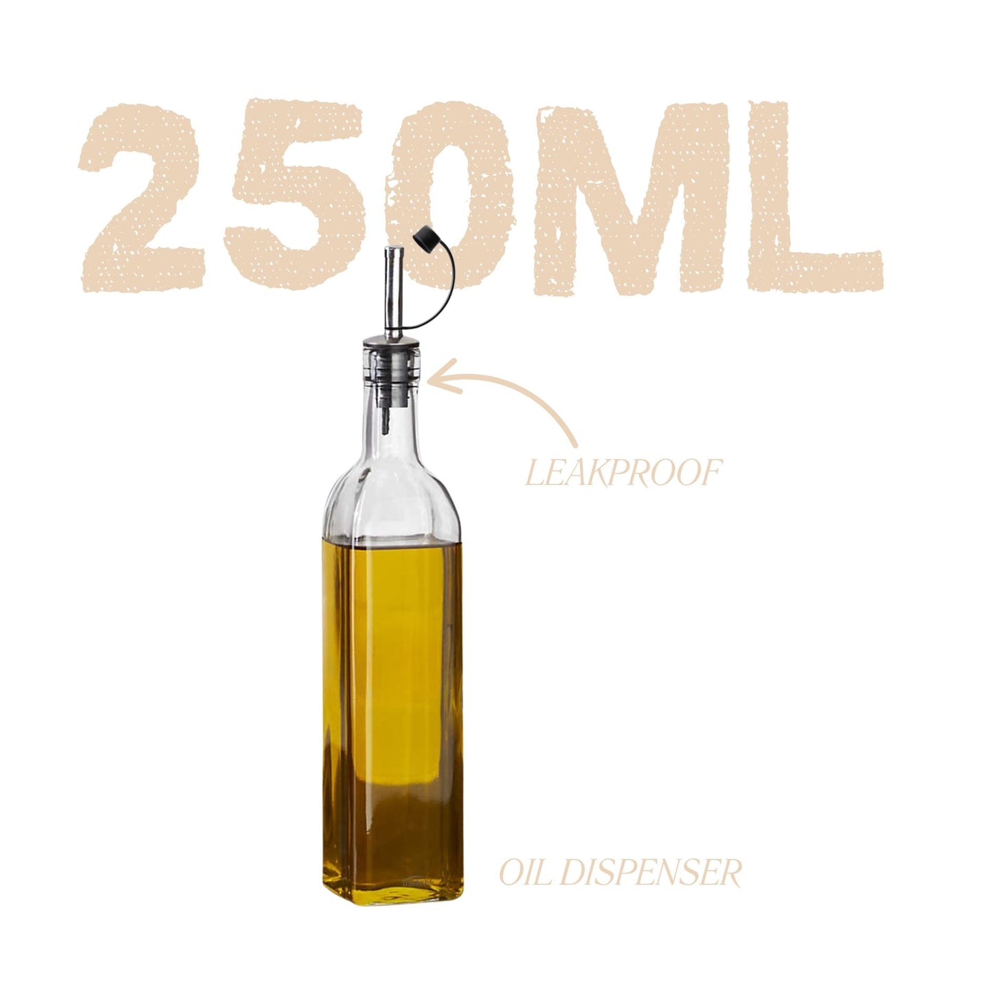 Set of 2 Glass Olive Oil Dispenser Bottles – Leakproof Cruets with Steel Spouts