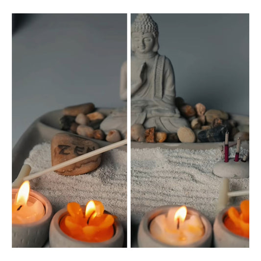 Buddha Zen Garden Set – Rock & Sand Meditation Kit with Candle & Incense Holder