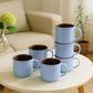 Set of 6 Blue Ceramic Coffee Mugs – 12oz Curved Lip Cappuccino Cups