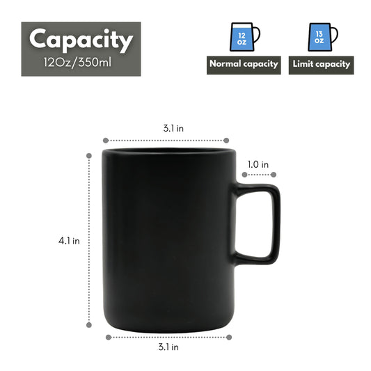 Black Ceramic Mugs Set of 6