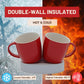 Set of 2 Large Ceramic Coffee Mugs – Red 12oz Latte & Cappuccino Cups