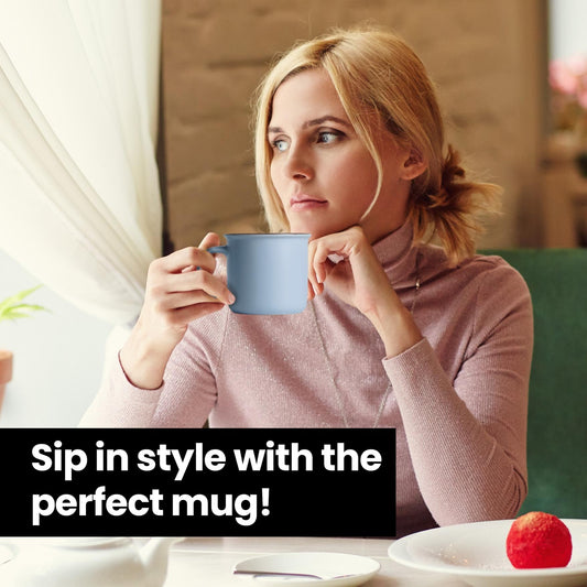 Ceramic Coffee Mugs Set of 6 – 12oz Durable Cups with Sky Blue Interior