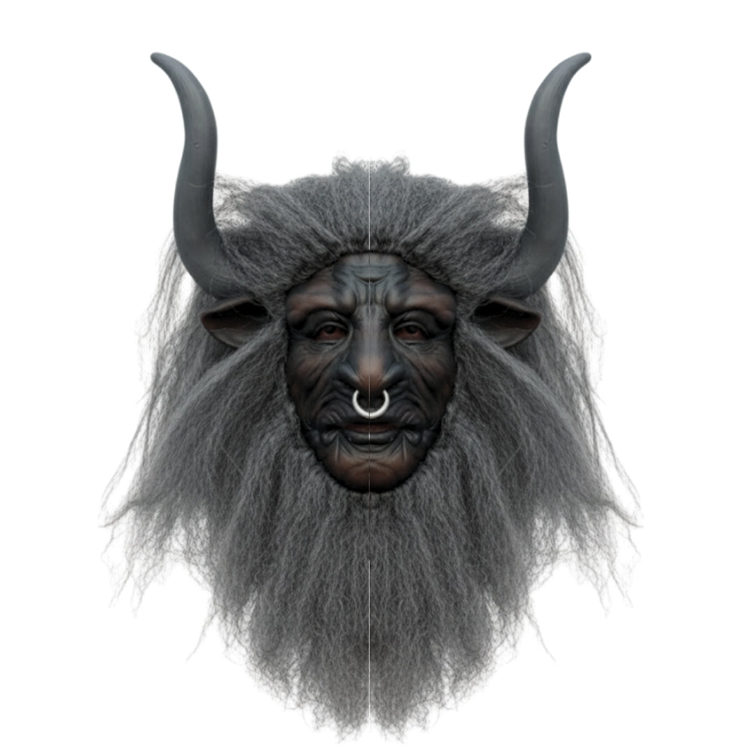 Realistic Beast Demon Halloween Mask – Latex Horror Mask with Horns & Beard for Scary Cosplay