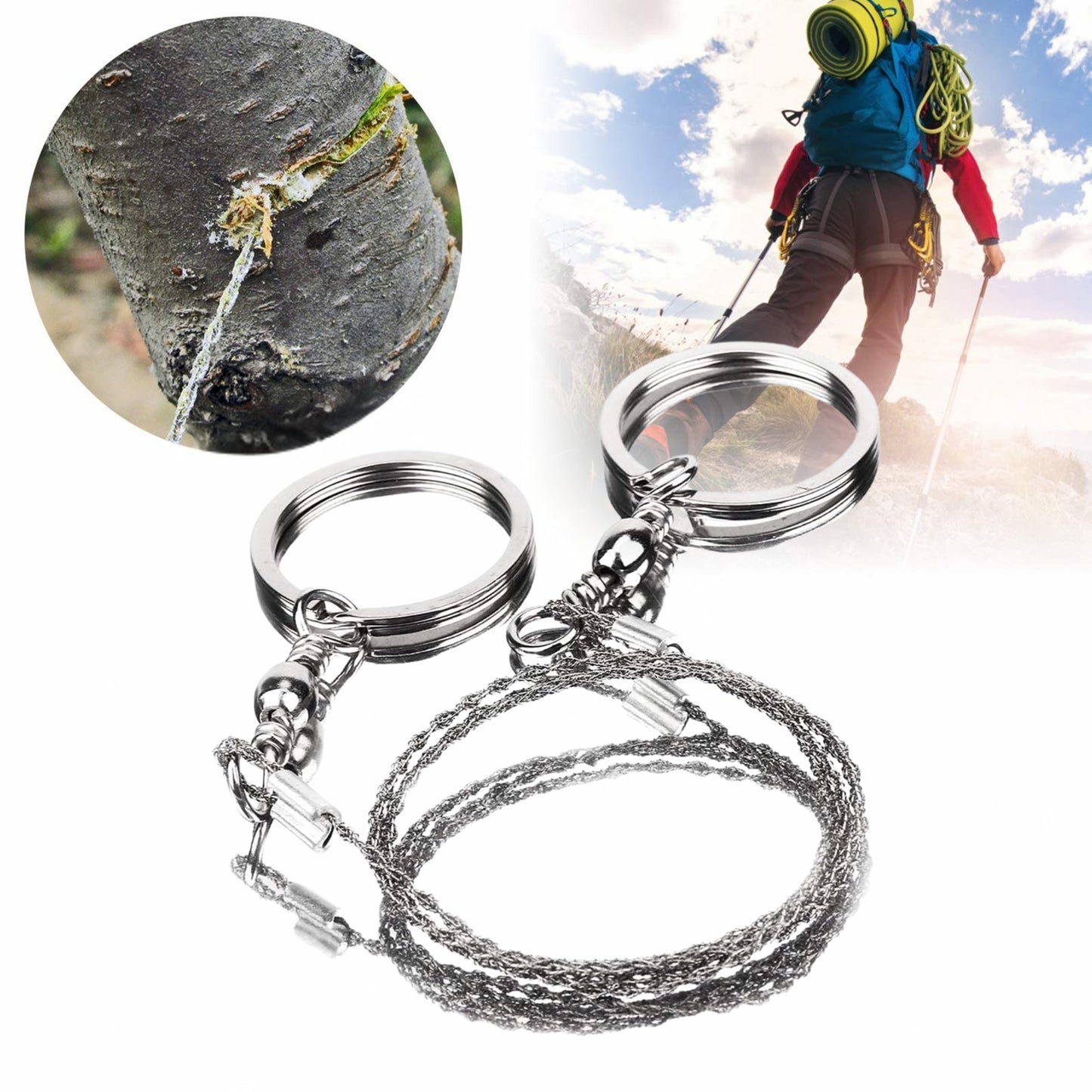 Pocket Spiral Wire Saw 22" Stainless Steel Camping Saw