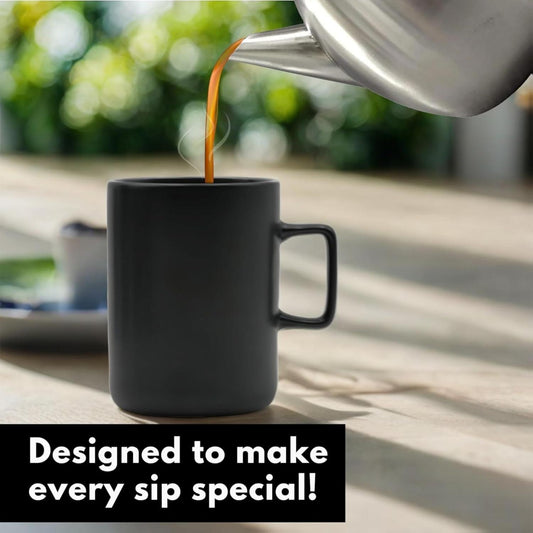 Set of 12 Matte Black Coffee Mugs – 12oz Ceramic Cups for Coffee & Tea