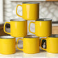 Set of 6 Ceramic Coffee Mugs – 12oz Yellow Curved Lip Durable Cups
