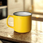Set of 6 Ceramic Coffee Mugs – 12oz Yellow Curved Lip Durable Cups