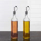 Set of 2 Glass Olive Oil Dispenser Bottles – Leakproof Cruets with Steel Spouts