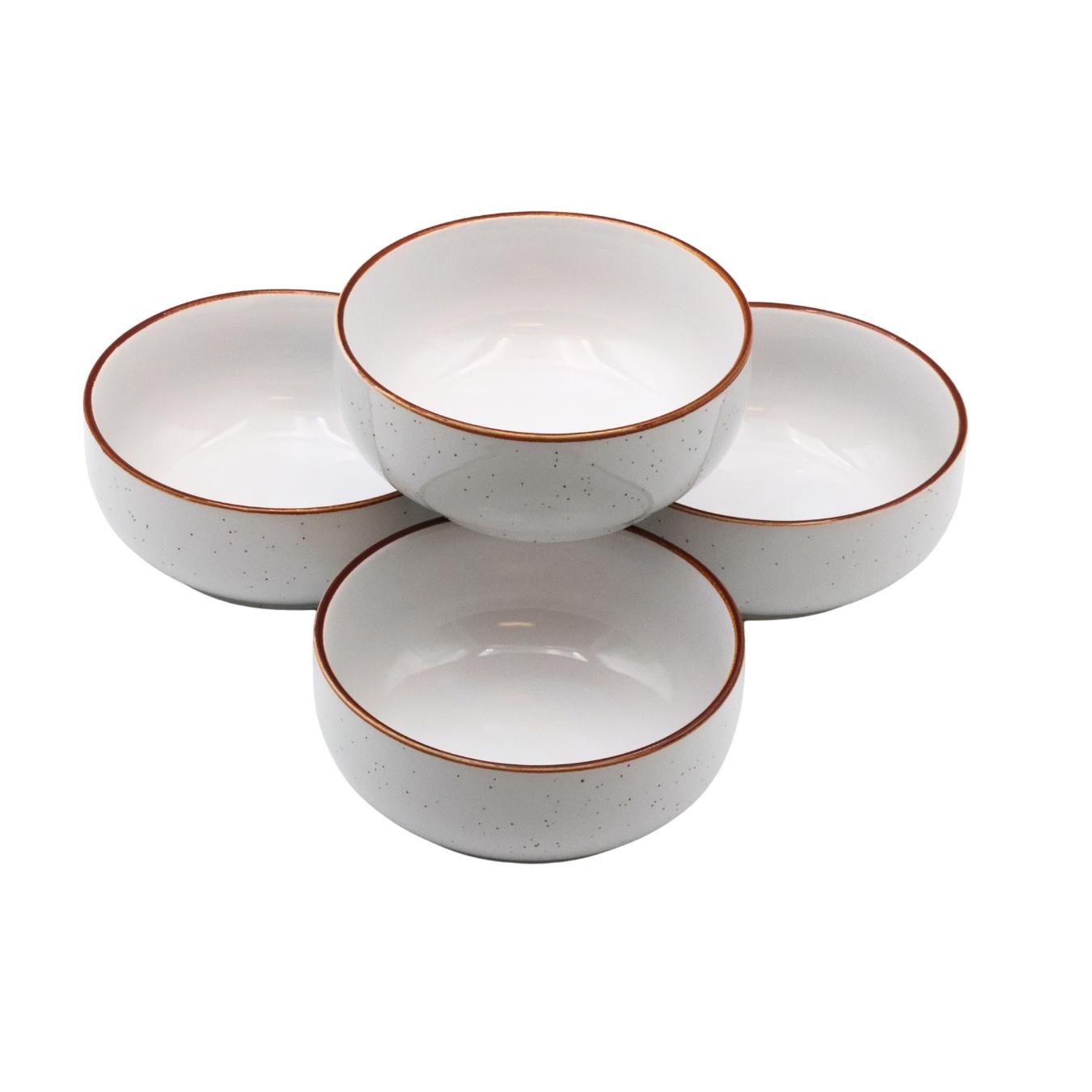 Set of 4 White Ceramic Bowls – 18oz Porcelain Cereal, Rice & Snack Bowls