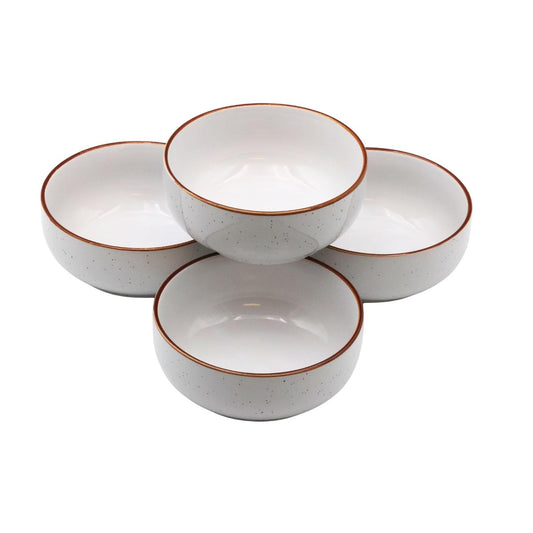 Set of 4 White Ceramic Bowls – 18oz Porcelain Cereal, Rice & Snack Bowls