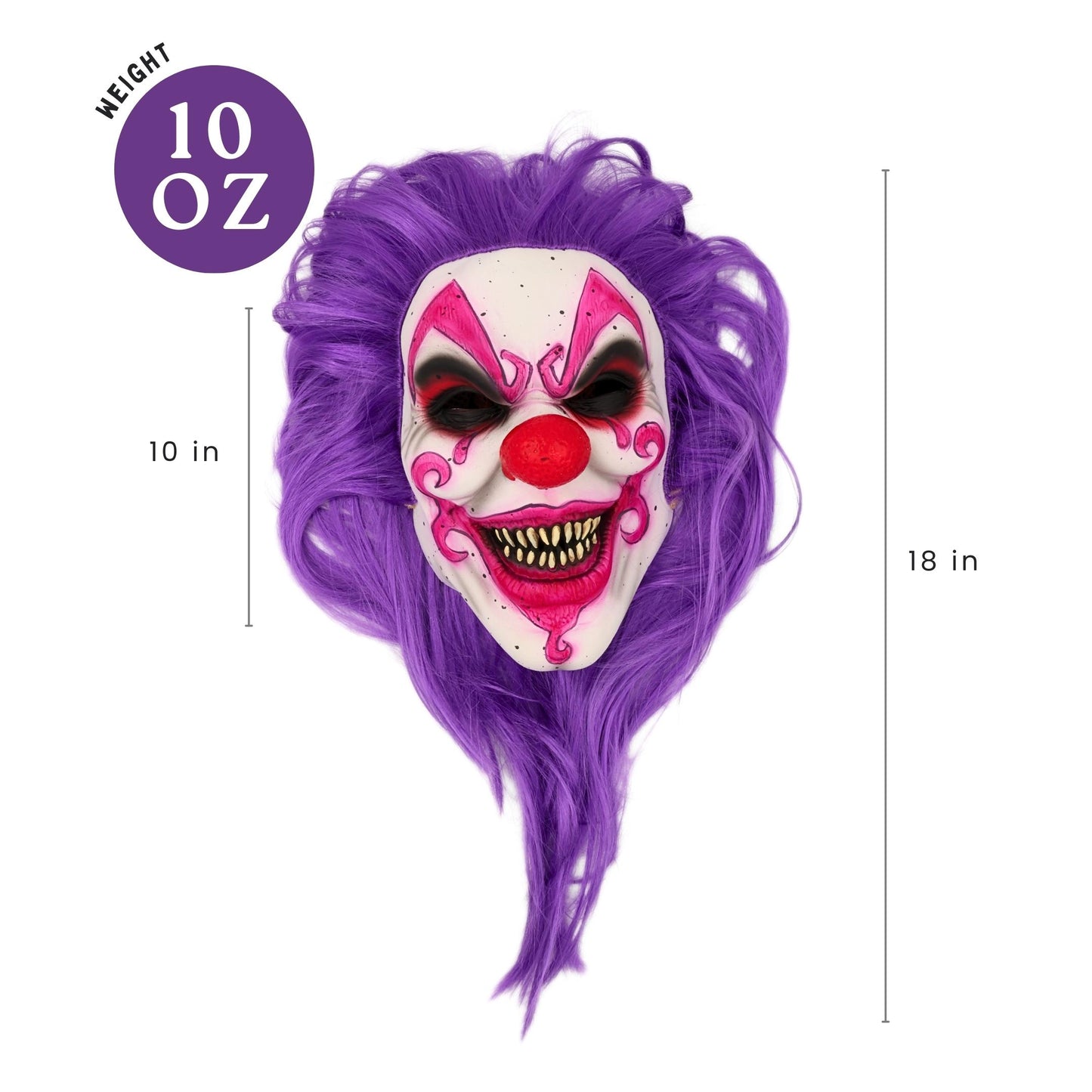 JOKER Evil Laughing Clown Halloween Mask – Realistic Full Head Latex Scary Mask with Purple Hair | Horror Cosplay Costume & Haunted House Prop