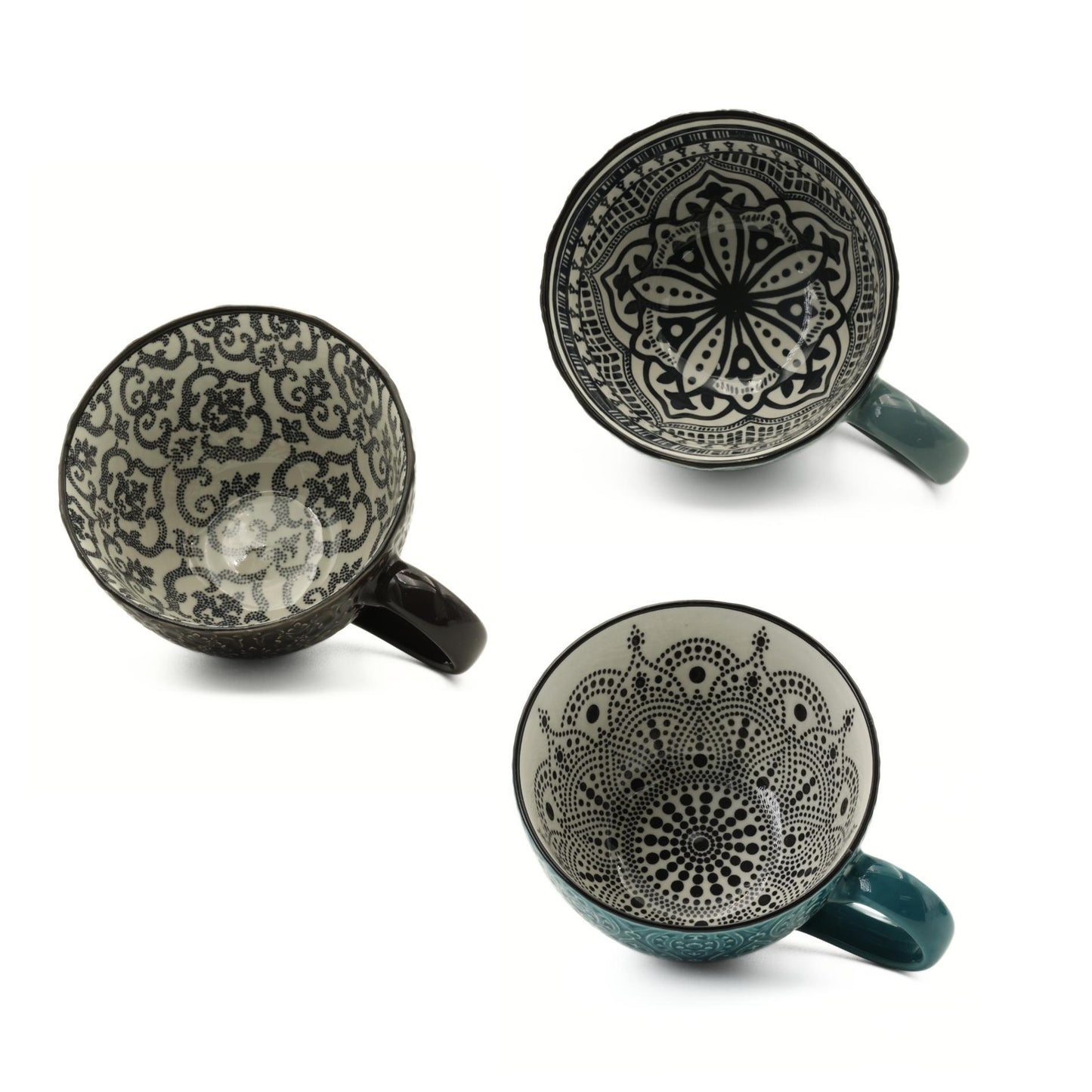 Set of 4 Ceramic Coffee Mugs 14oz