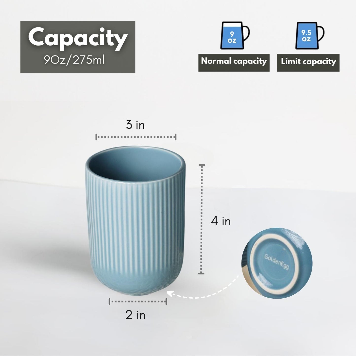 Set of 4 Ceramic Latte Mugs – Modern Ribbed Design Coffee & Tea Cups