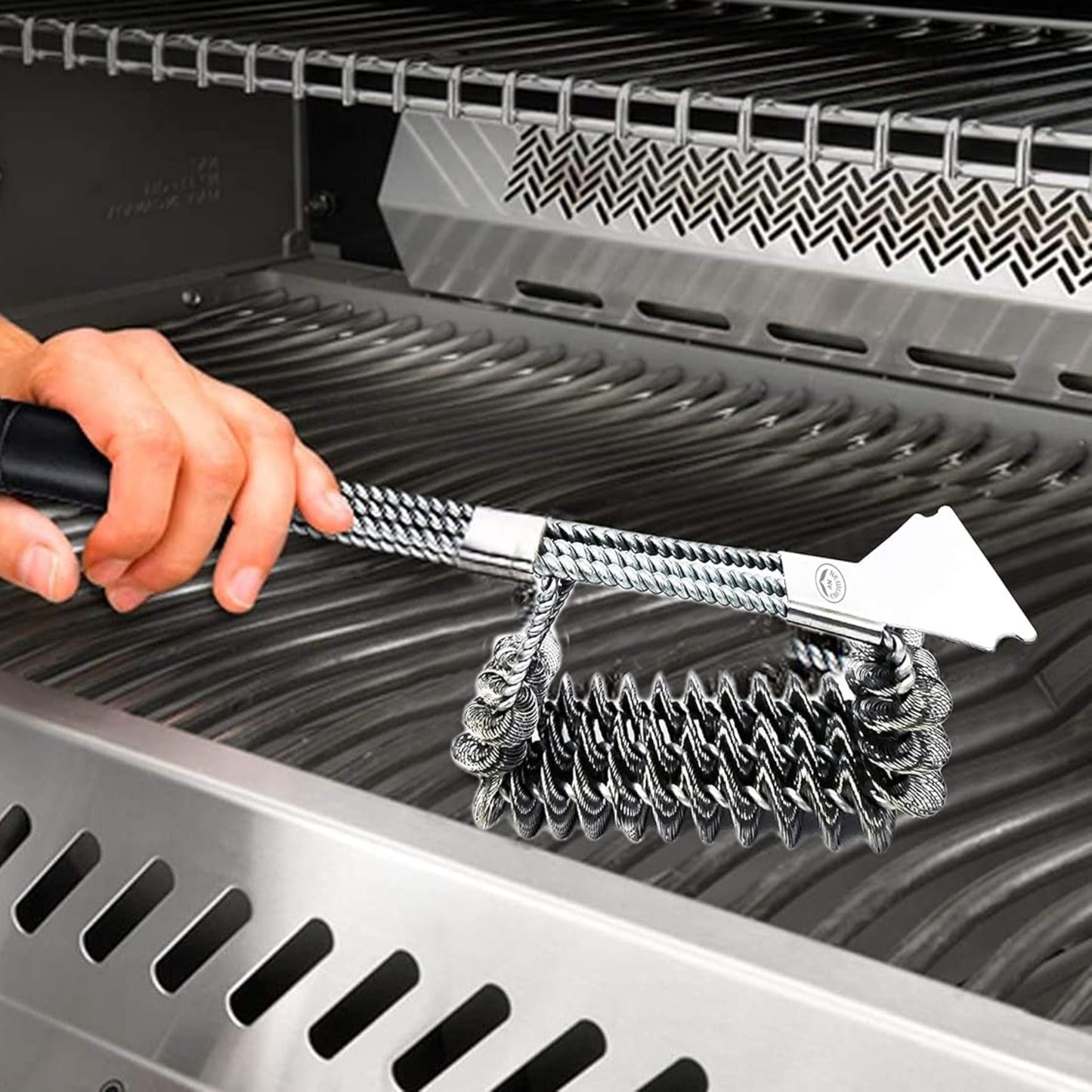 Grill Brush with Extra Strong Long Handle - Safe Wire BBQ Brush