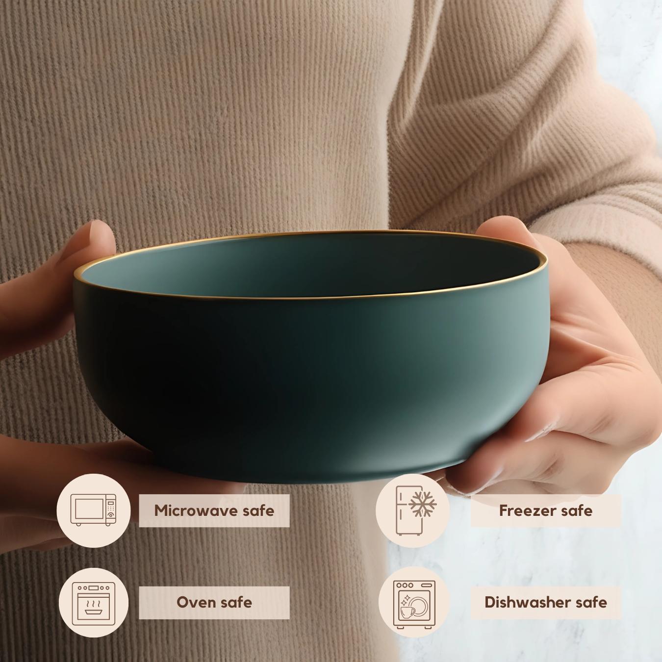 Set of 4 White Ceramic Bowls – 18oz Porcelain Cereal, Rice & Snack Bowls