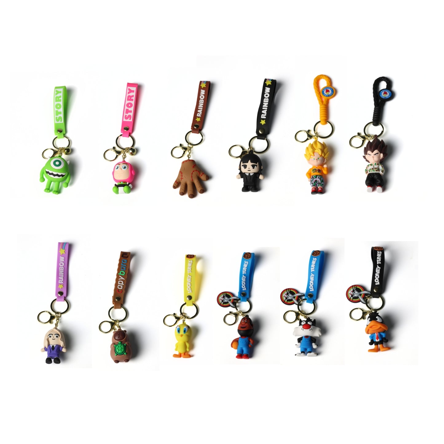 Cute Cartoon Keychains – Barbie, Capybara, Looney Tunes & Anime Bag Charms