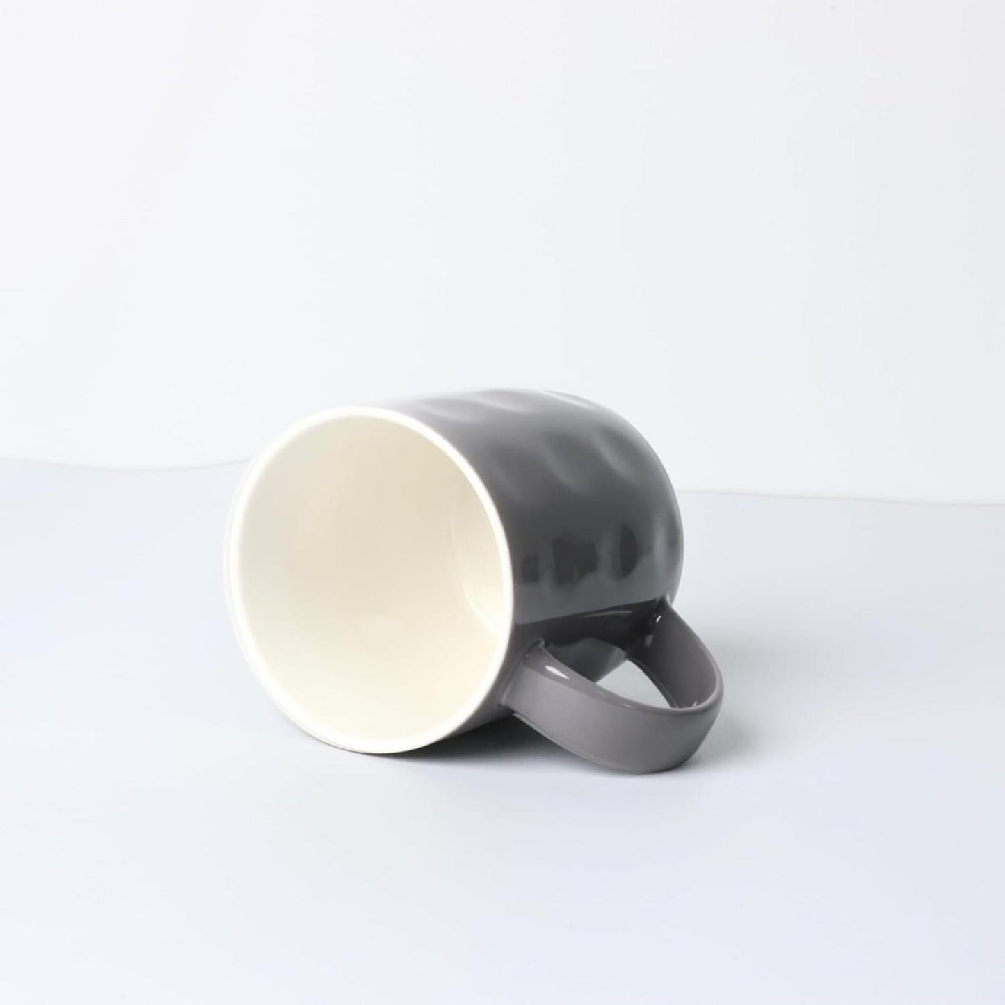 Set of 12 Ceramic Coffee Mugs – 12oz Grey Cups for Home & Office