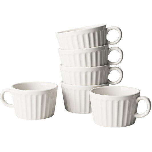 12oz Wide Ceramic Tea & Coffee Mugs – 6 Piece Set
