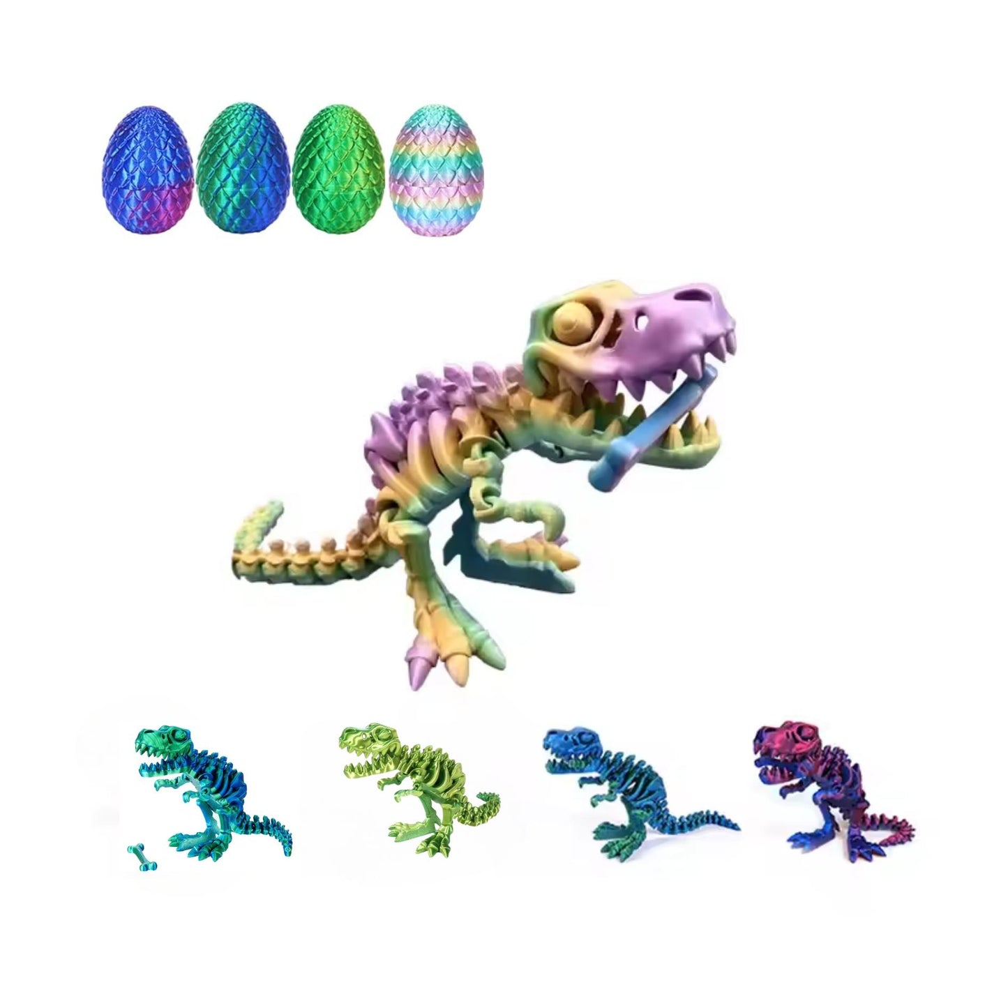 3D Printed Dinosaur Egg Toy – Articulated Dino Fidget Desk Figure