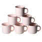 Ceramic Coffee Mugs Set of 6 – 12oz Baby Pink Cups with Handle