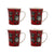 Set of 4 Ceramic Espresso Mugs – 8oz Multicolor Coffee Bean Print Cups