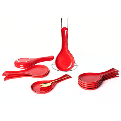 Set of 10 Ceramic Spoon Rests – 10in Large Porcelain Holders for Kitchen