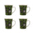 Set of 4 Ceramic Espresso Mugs – 8oz Multicolor Coffee Bean Print Cups