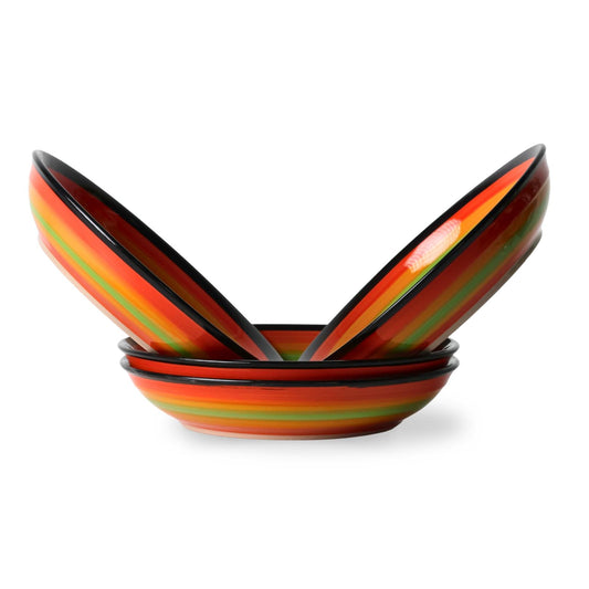 Set of 8 Rainbow Ceramic Dinner Plates – 8in Mexican-Inspired Tableware