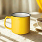 Set of 6 Ceramic Coffee Mugs – 12oz Yellow Curved Lip Durable Cups